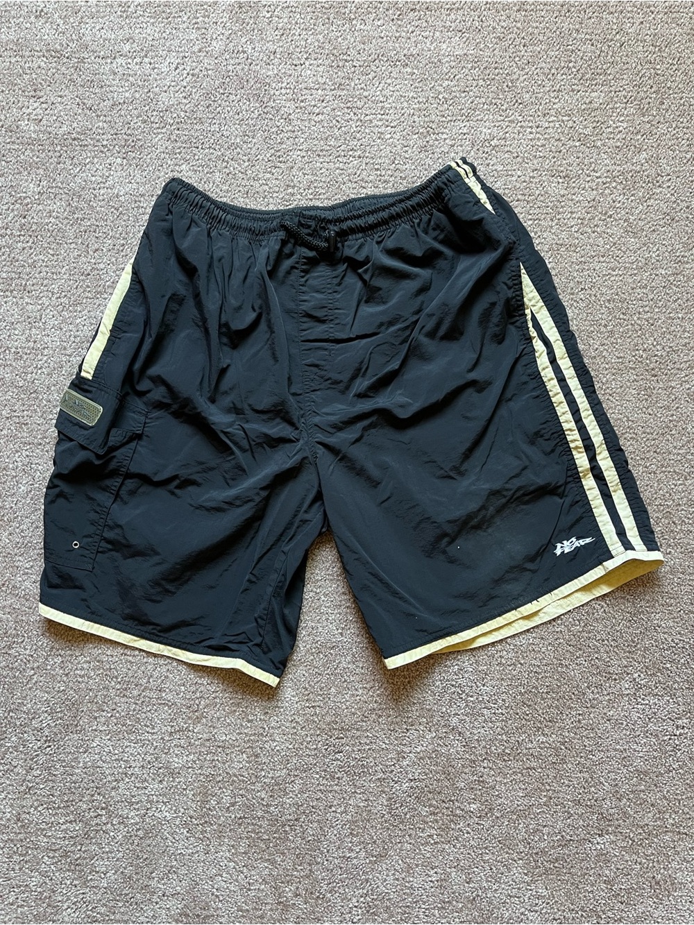 VTG 90’s No Fear Black & White Stripe Mens Boardshorts